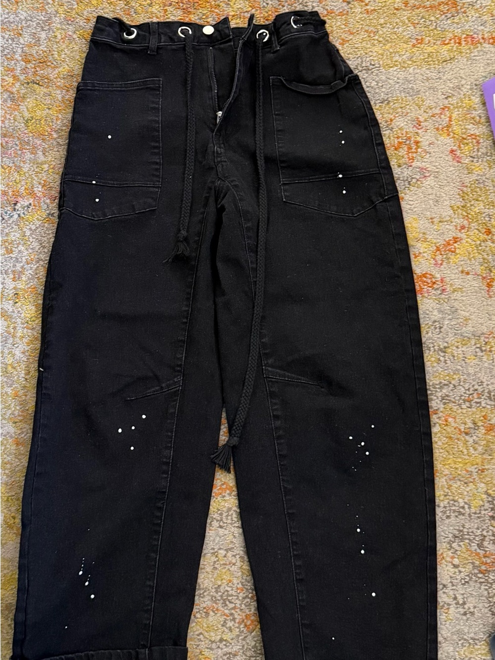 Black women barrel Relaxed Fit Painter-Style Jeans